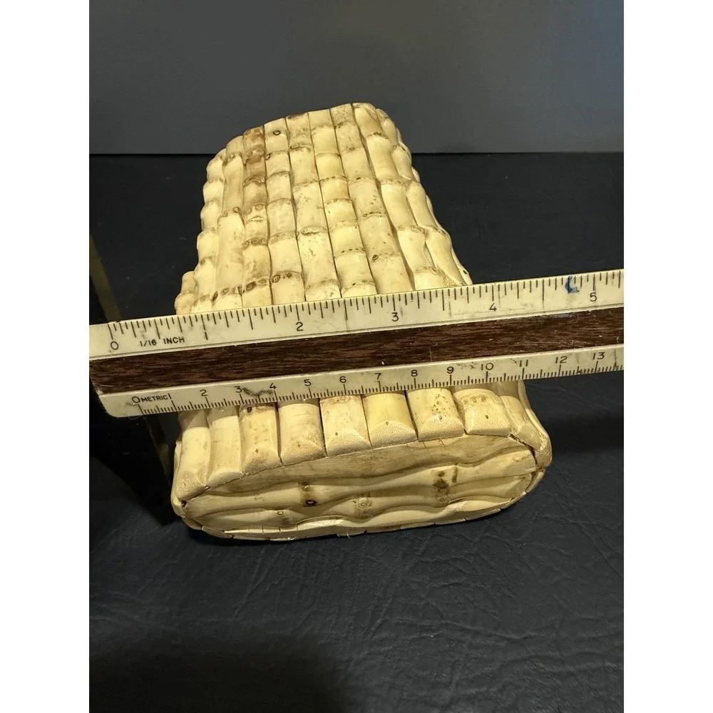 J. McLaughlin Woven Rattan Bamboo  Kendra Clutch Purse Natural Tan Handbag
